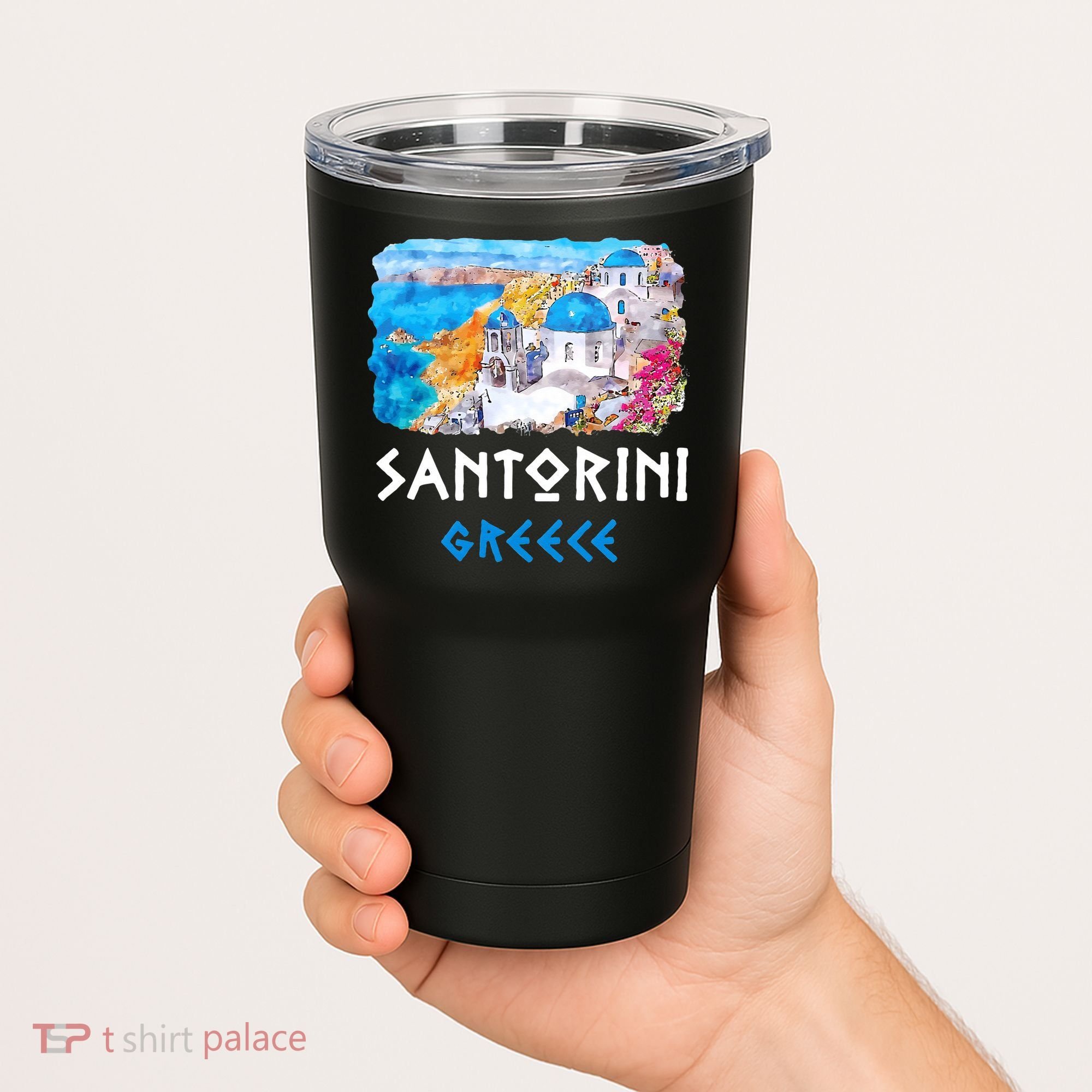 Santorini Greece Painting Souvenir Tumbler