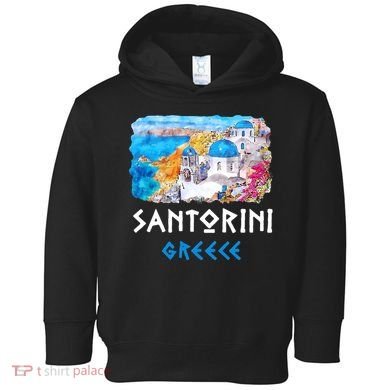 Santorini Greece Painting Souvenir Toddler Hoodie
