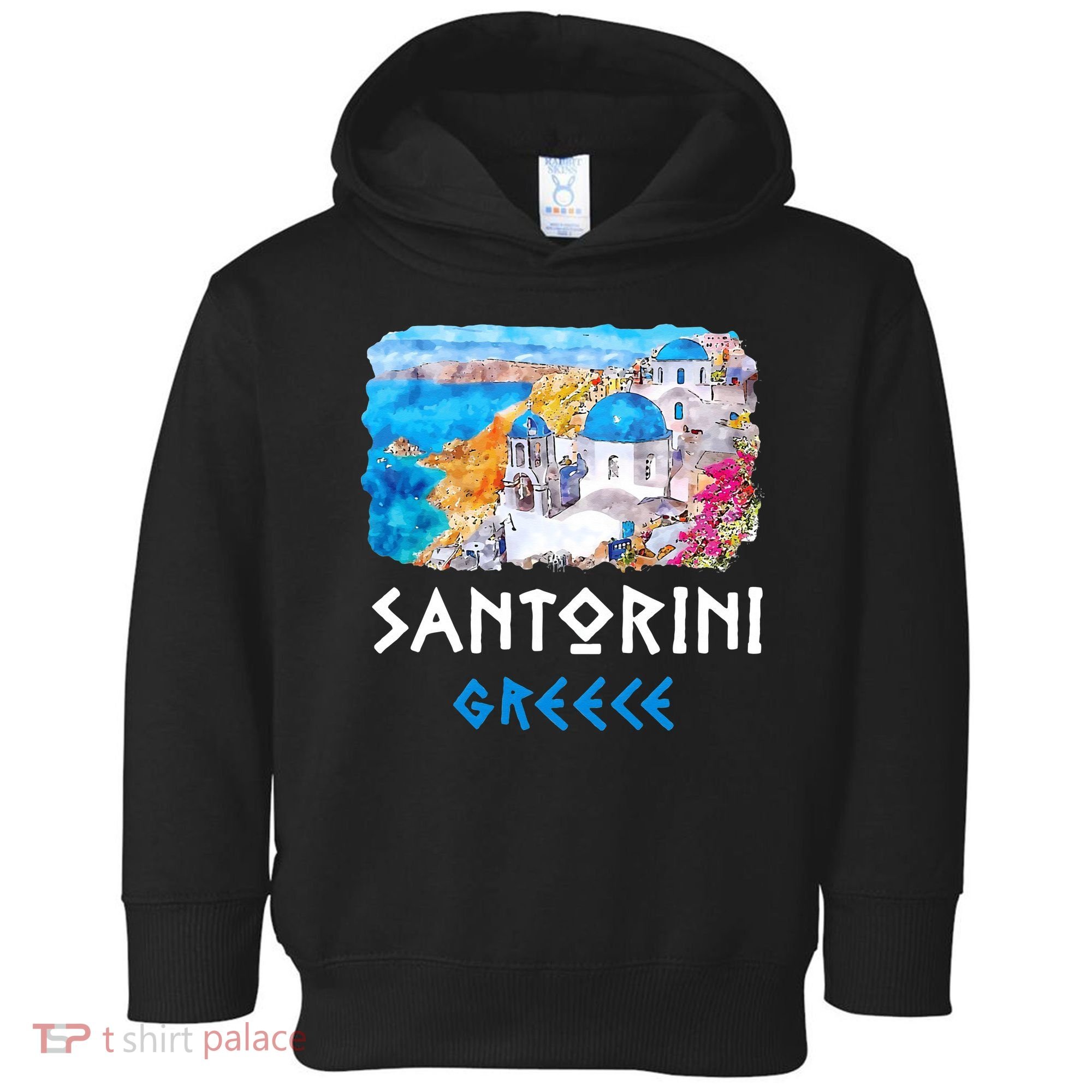 Santorini Greece Painting Souvenir Toddler Hoodie