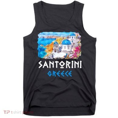 Santorini Greece Painting Souvenir Tank Top
