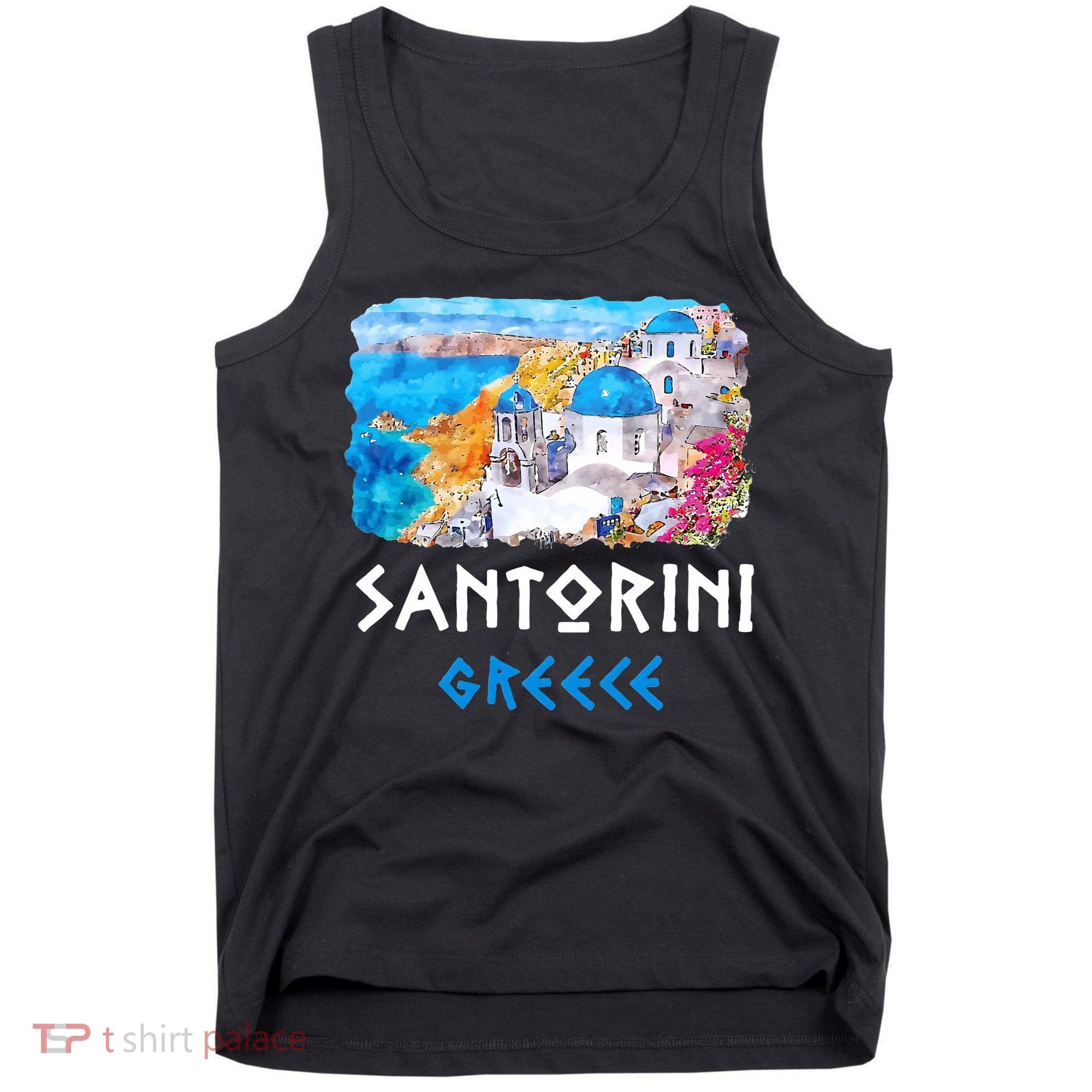 Santorini Greece Painting Souvenir Tank Top