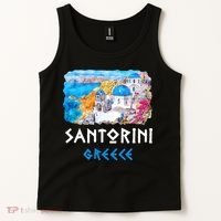 Santorini Greece Painting Souvenir Tank Top thumb 2