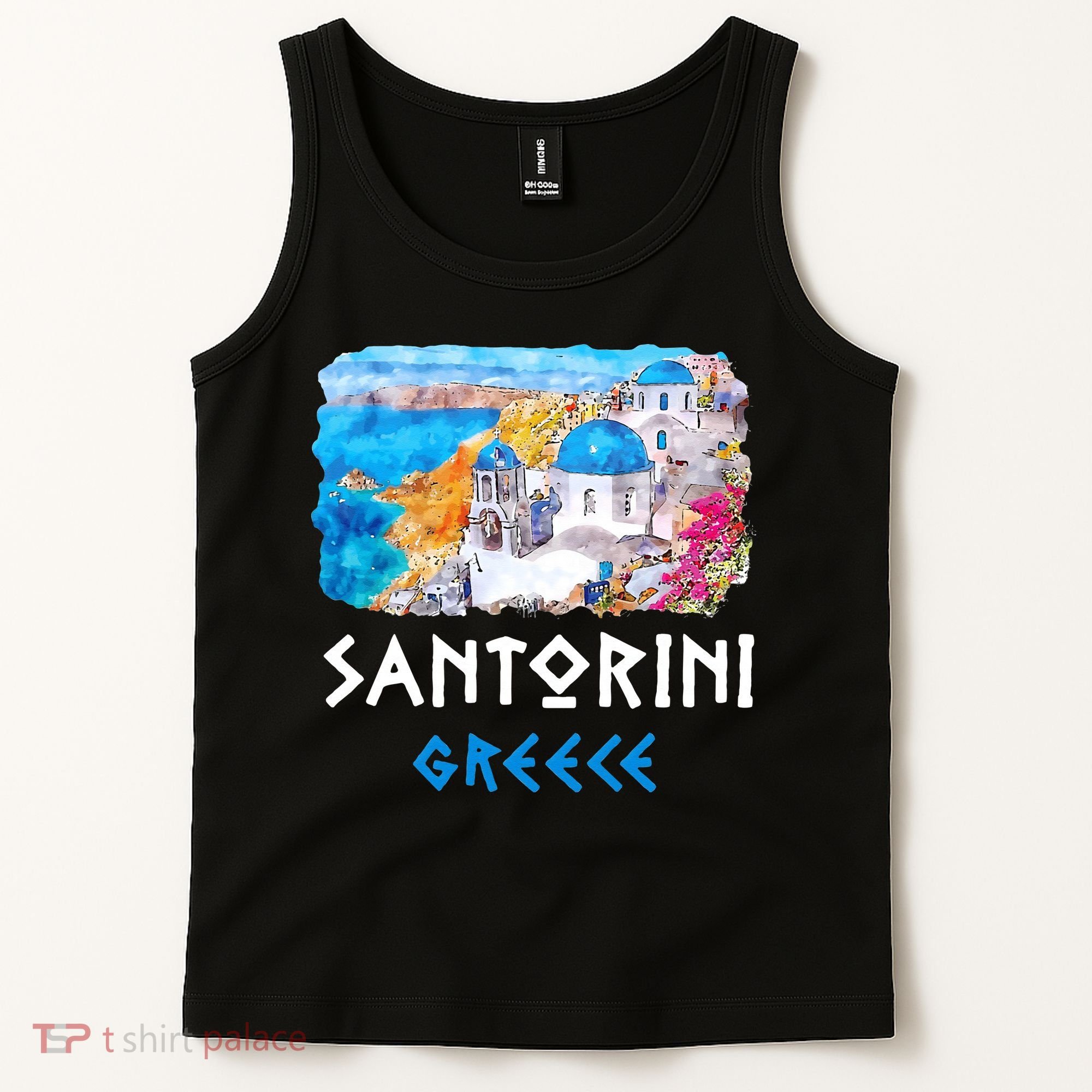 Santorini Greece Painting Souvenir Tank Top