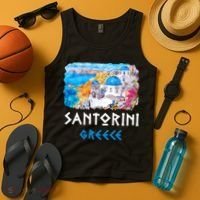 Santorini Greece Painting Souvenir Tank Top thumb 4