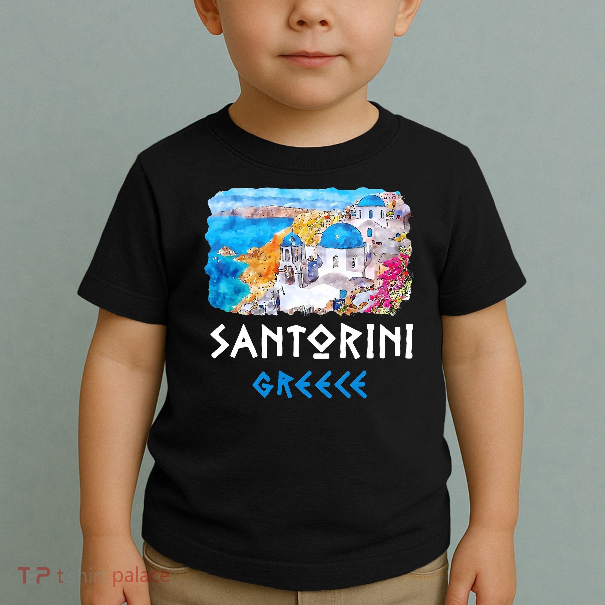 Santorini Greece Painting Souvenir Toddler T-Shirt