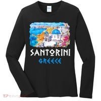 Santorini Greece Painting Souvenir Women's Long Sleeve Shirt thumb 0