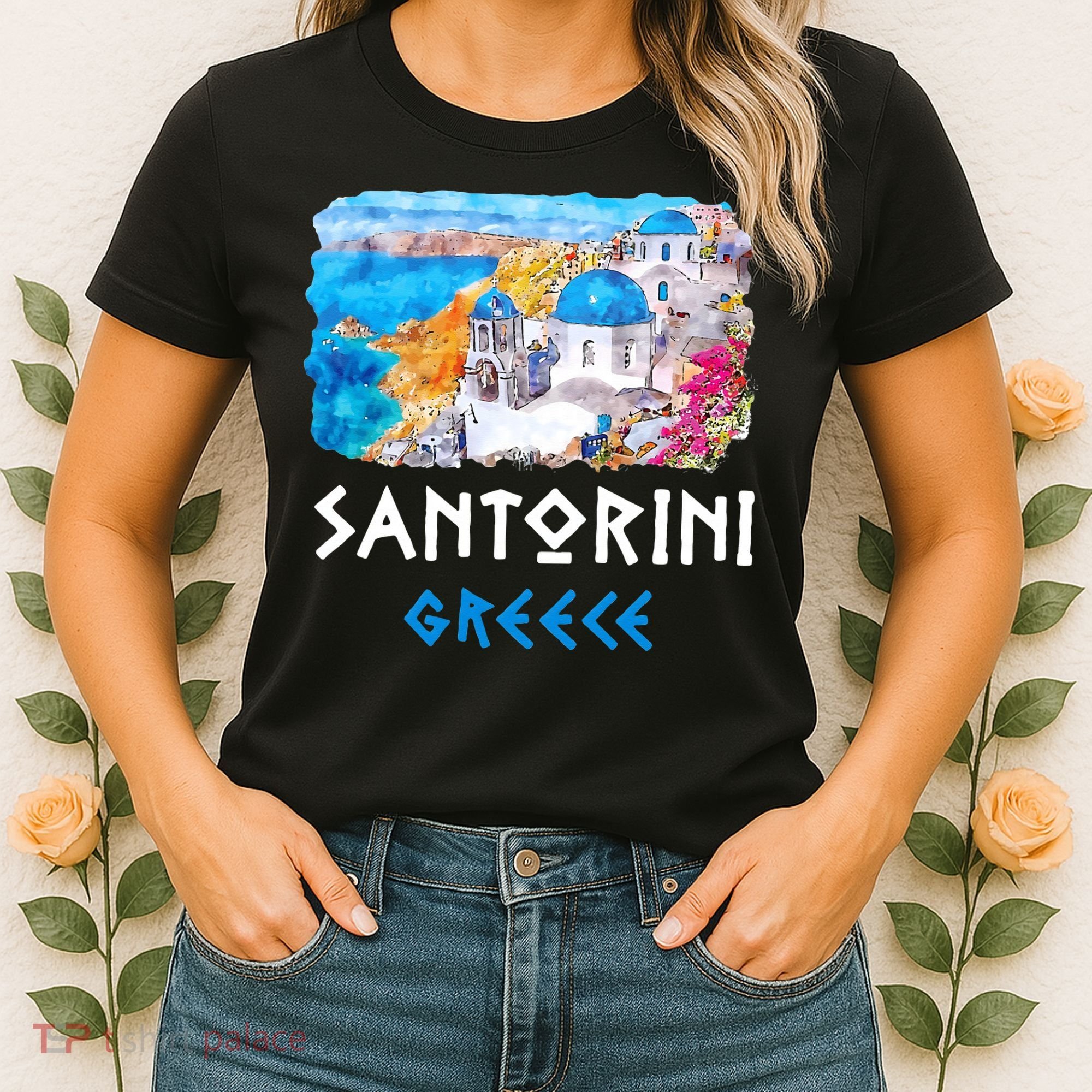 Santorini Greece Painting Souvenir Women's T-Shirt