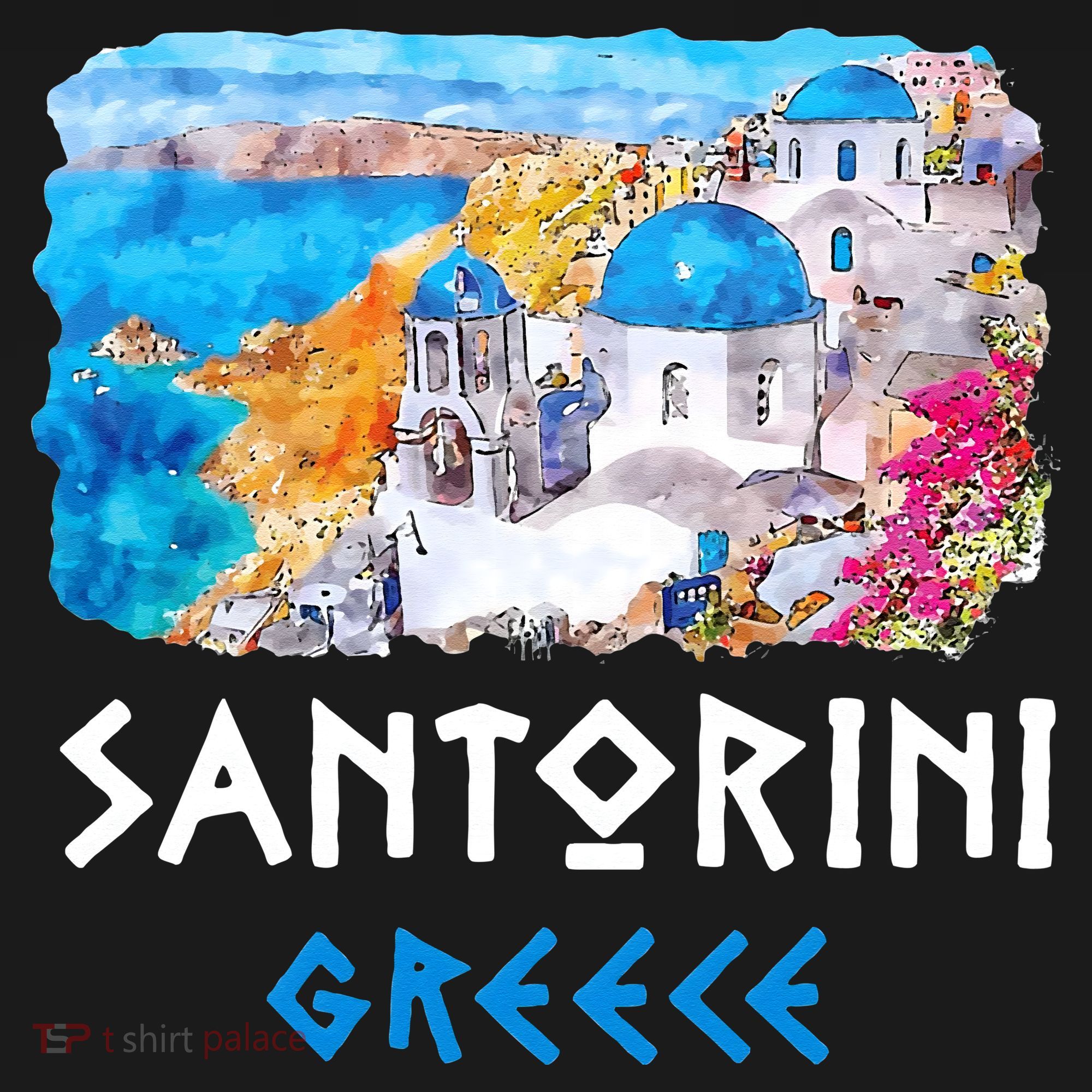 Santorini Greece Painting Souvenir Kids Sweatshirt
