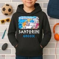 Santorini Greece Painting Souvenir Kids Hoodie thumb 2