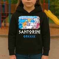 Santorini Greece Painting Souvenir Kids Hoodie thumb 3