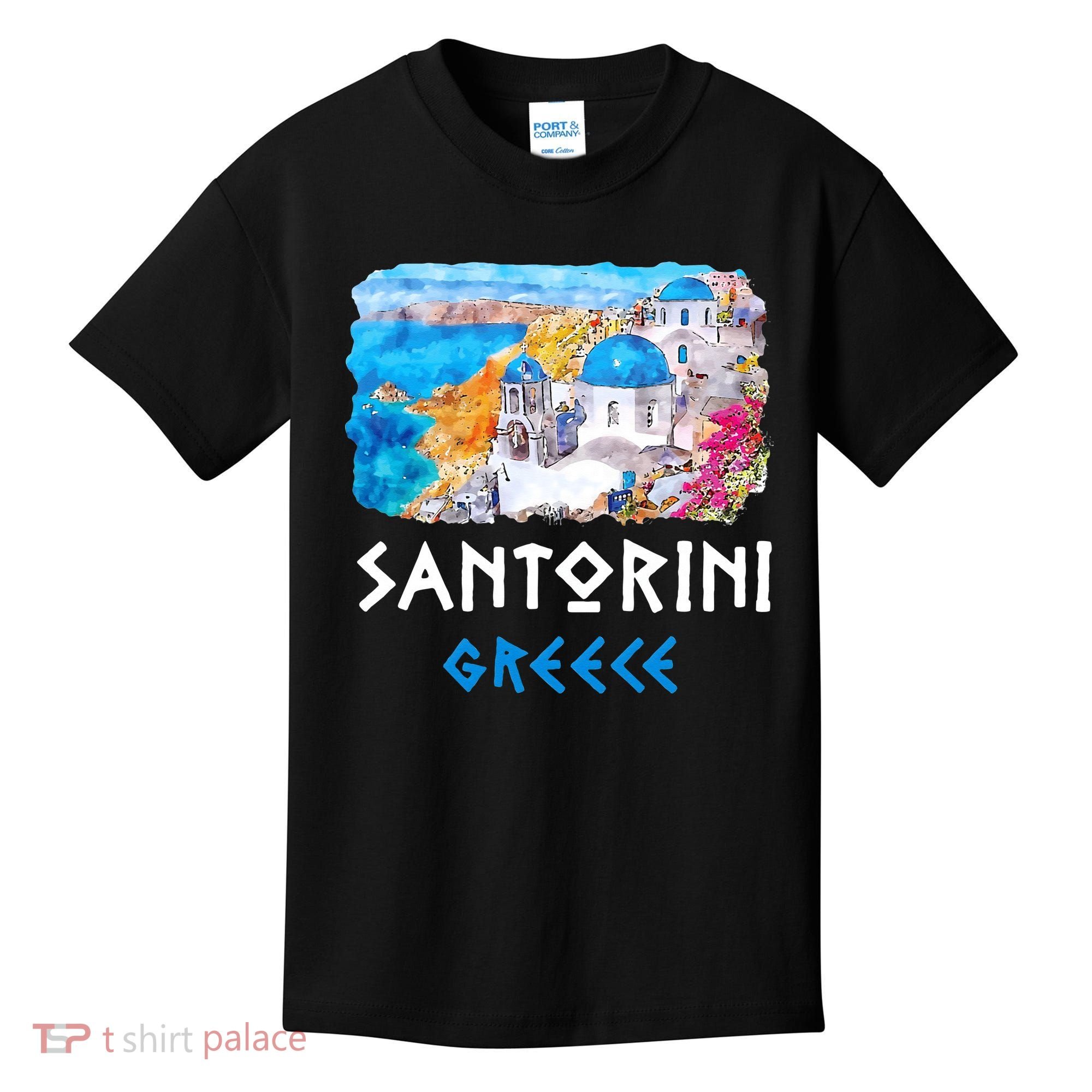 Santorini Greece Painting Souvenir Kids T-Shirt