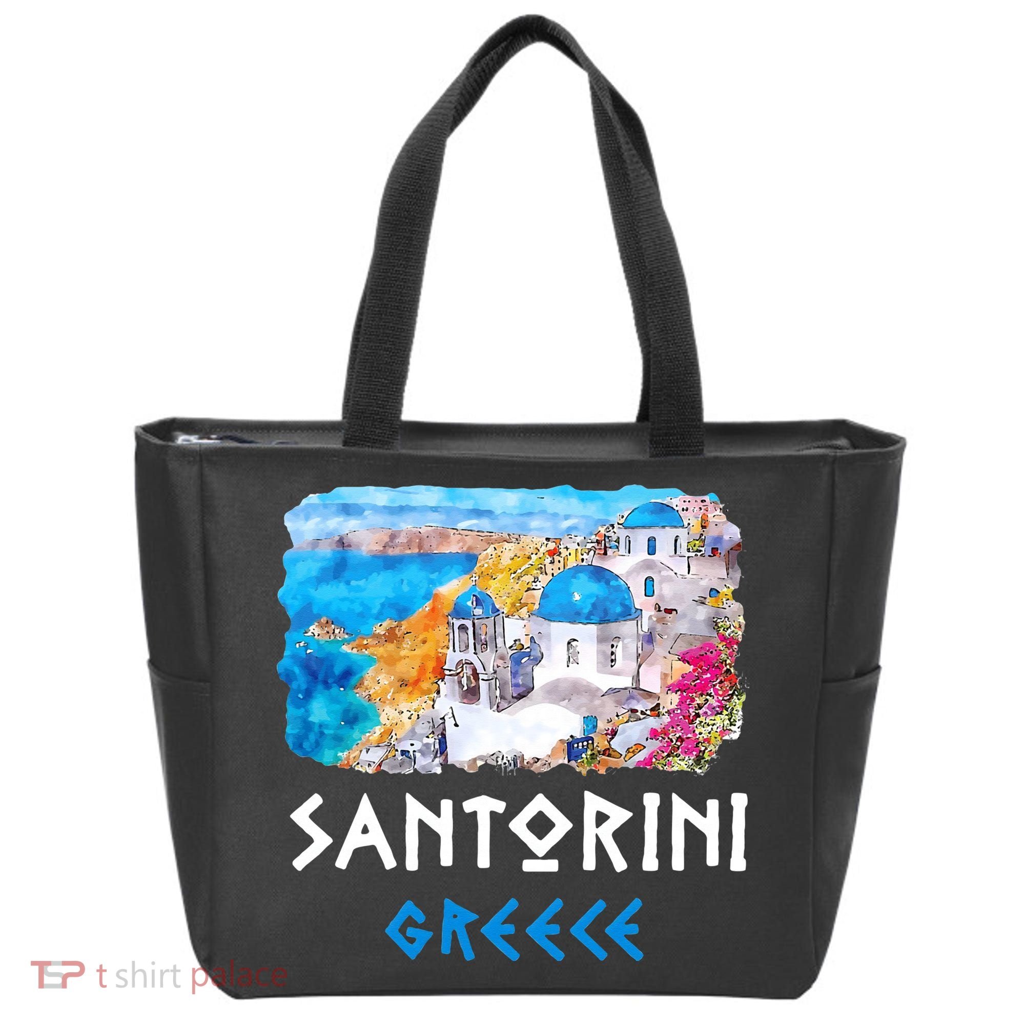 Santorini Greece Painting Souvenir Tote Bag