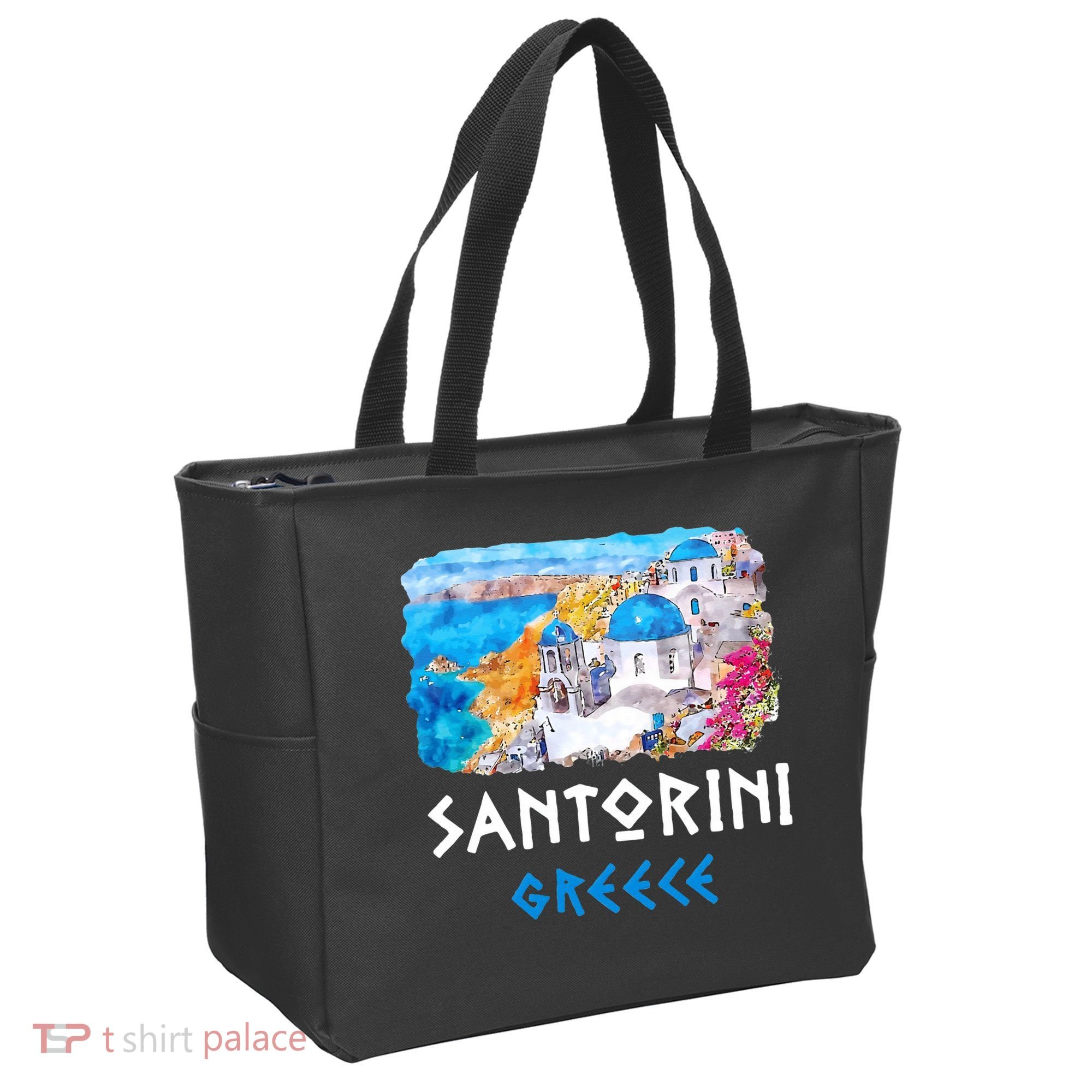 Santorini Greece Painting Souvenir Tote Bag