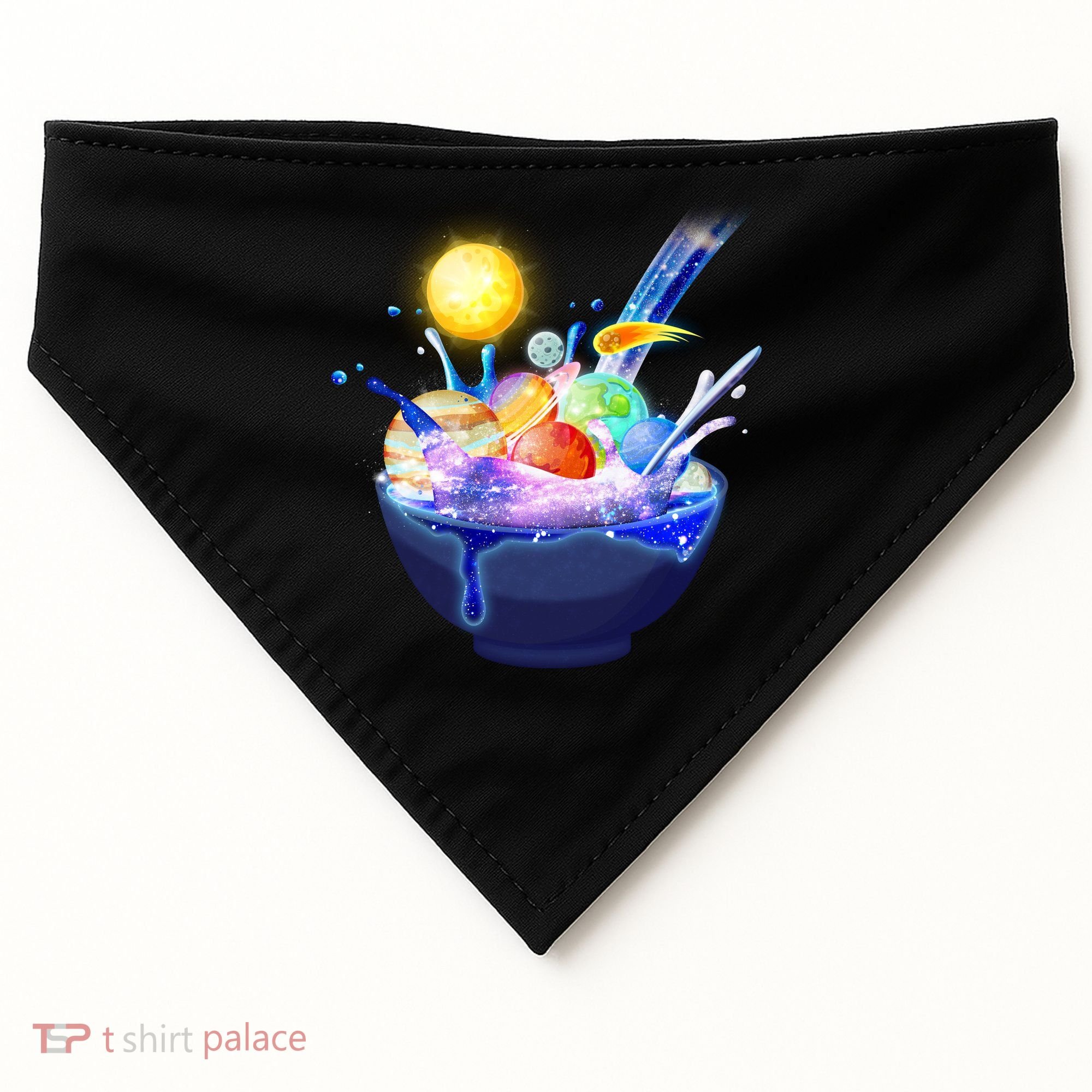 Space Galaxy Planets Cereal Bowl USA-Made Doggie Bandana