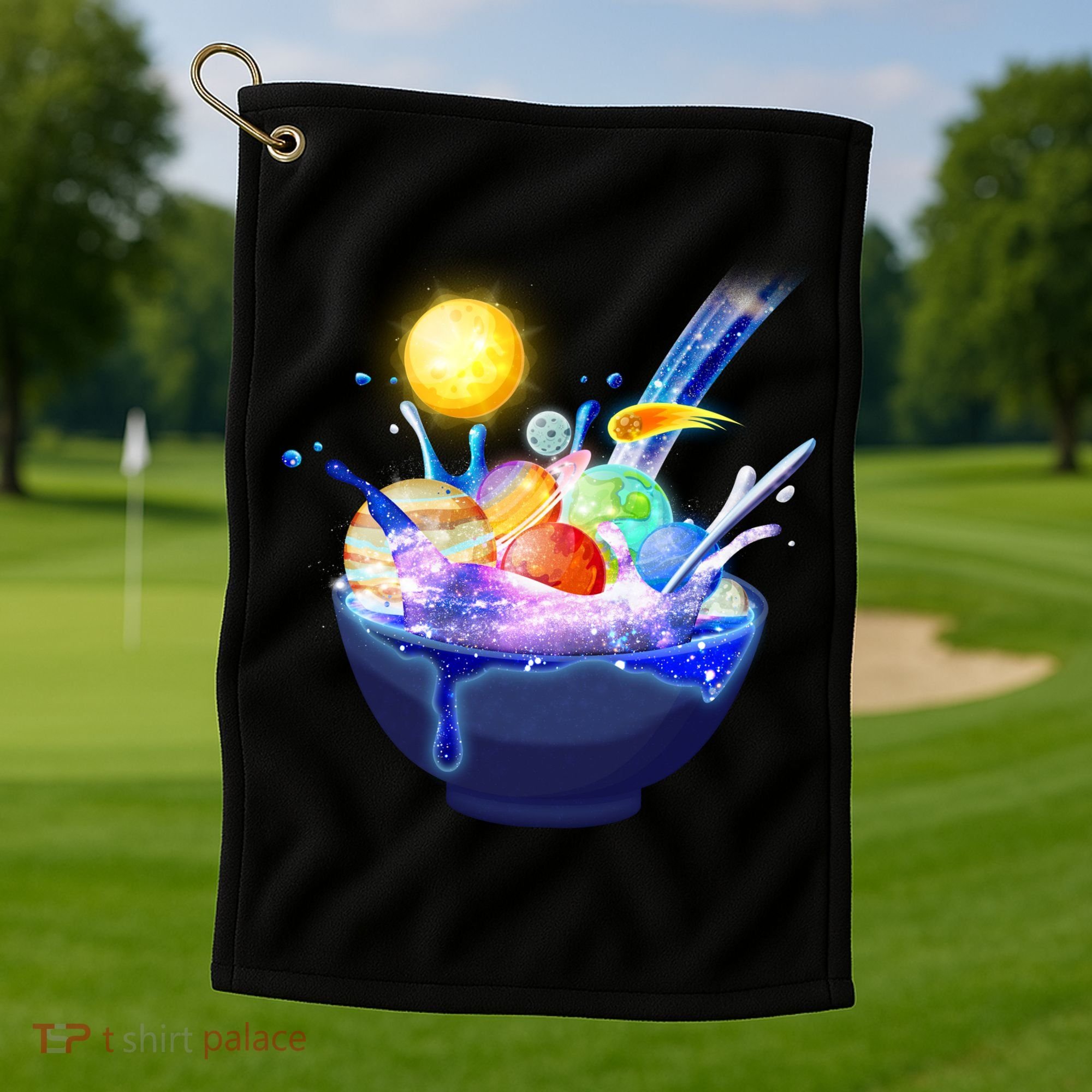 Space Galaxy Planets Cereal Bowl Golf Towel