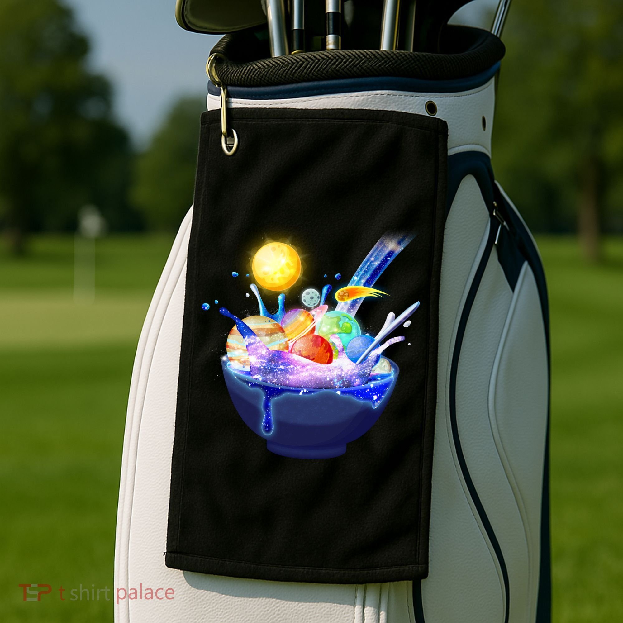 Space Galaxy Planets Cereal Bowl Golf Towel