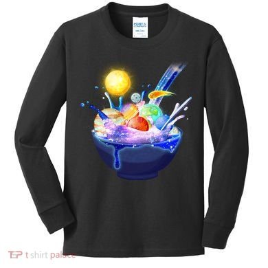 Space Galaxy Planets Cereal Bowl Kids Long Sleeve Shirt
