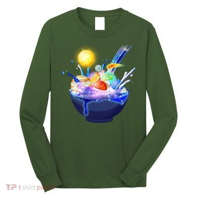 Space Galaxy Planets Cereal Bowl Long Sleeve Shirt