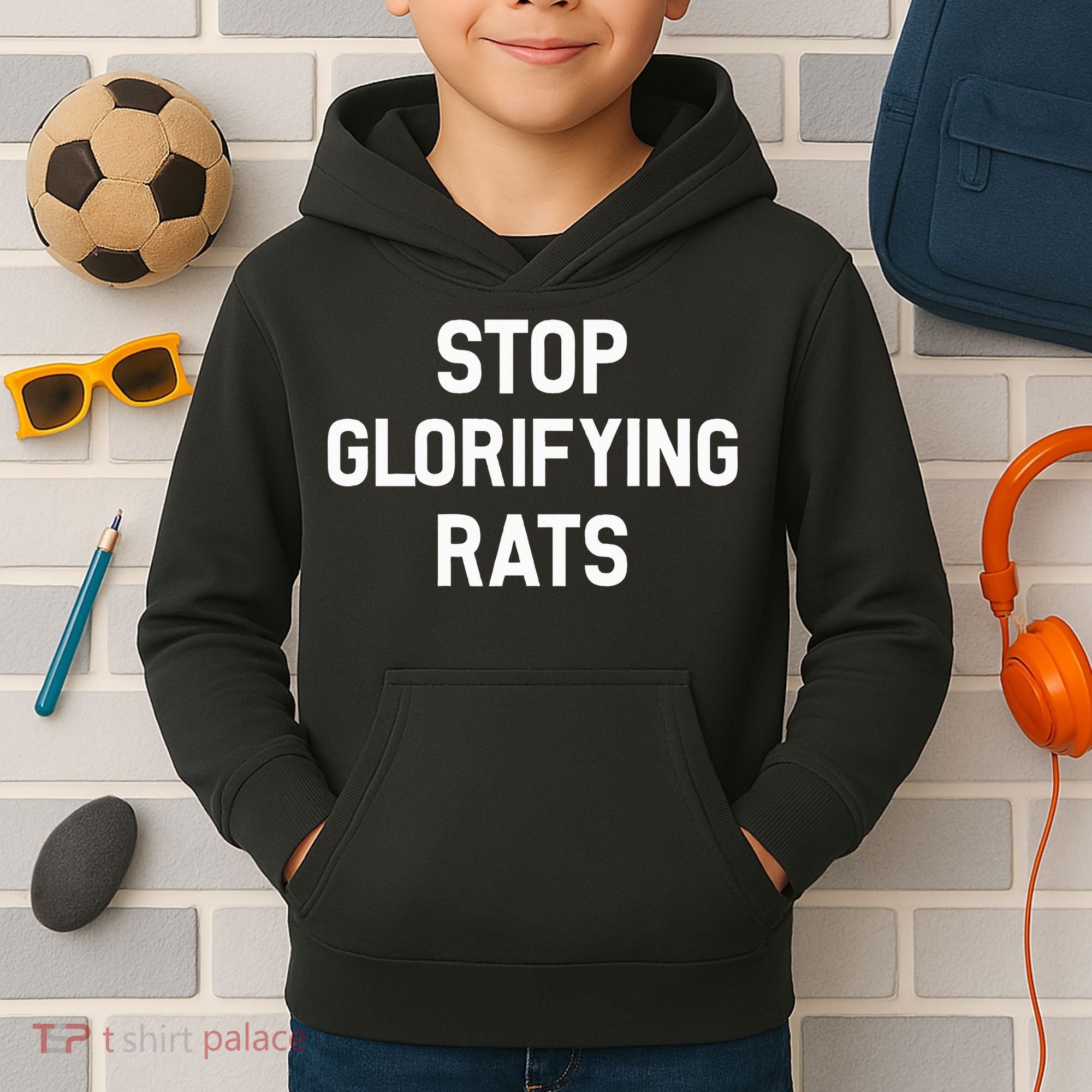 Stop Glorifying Rats Kids Hoodie