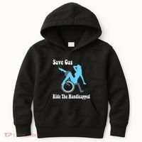 Save Gas Ride The Handicapped Funny Wheelchair Kids Hoodie thumb 0