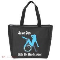 Save Gas Ride The Handicapped Funny Wheelchair Tote Bag thumb 0