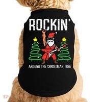 Santa Guitar Rockin Christmas Tree Funny Xmas Rocker Doggie Tank thumb 0