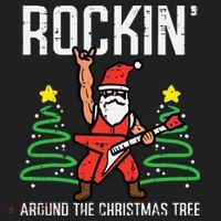 Santa Guitar Rockin Christmas Tree Funny Xmas Rocker Beanie thumb 2