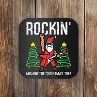 Santa Guitar Rockin Christmas Tree Funny Xmas Rocker Coaster thumb 0