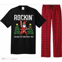 Santa Guitar Rockin Christmas Tree Funny Xmas Rocker Pajama Set thumb 0