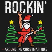 Santa Guitar Rockin Christmas Tree Funny Xmas Rocker Women's Hoodie thumb 2