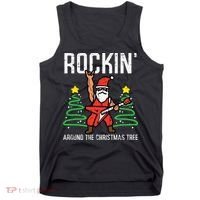 Santa Guitar Rockin Christmas Tree Funny Xmas Rocker Tank Top thumb 0