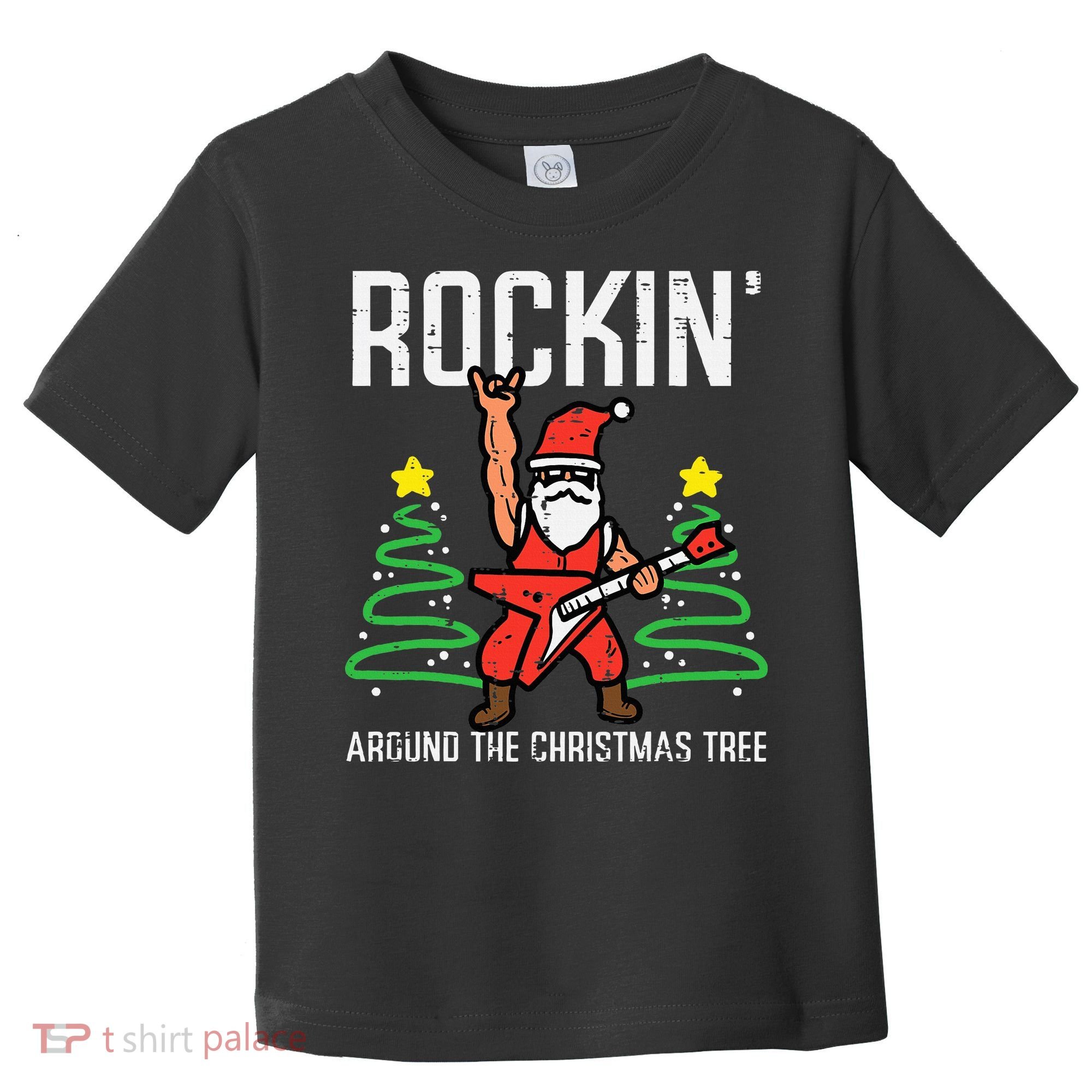 Santa Guitar Rockin Christmas Tree Funny Xmas Rocker Toddler T-Shirt