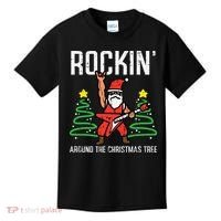 Santa Guitar Rockin Christmas Tree Funny Xmas Rocker Kids T-Shirt thumb 0
