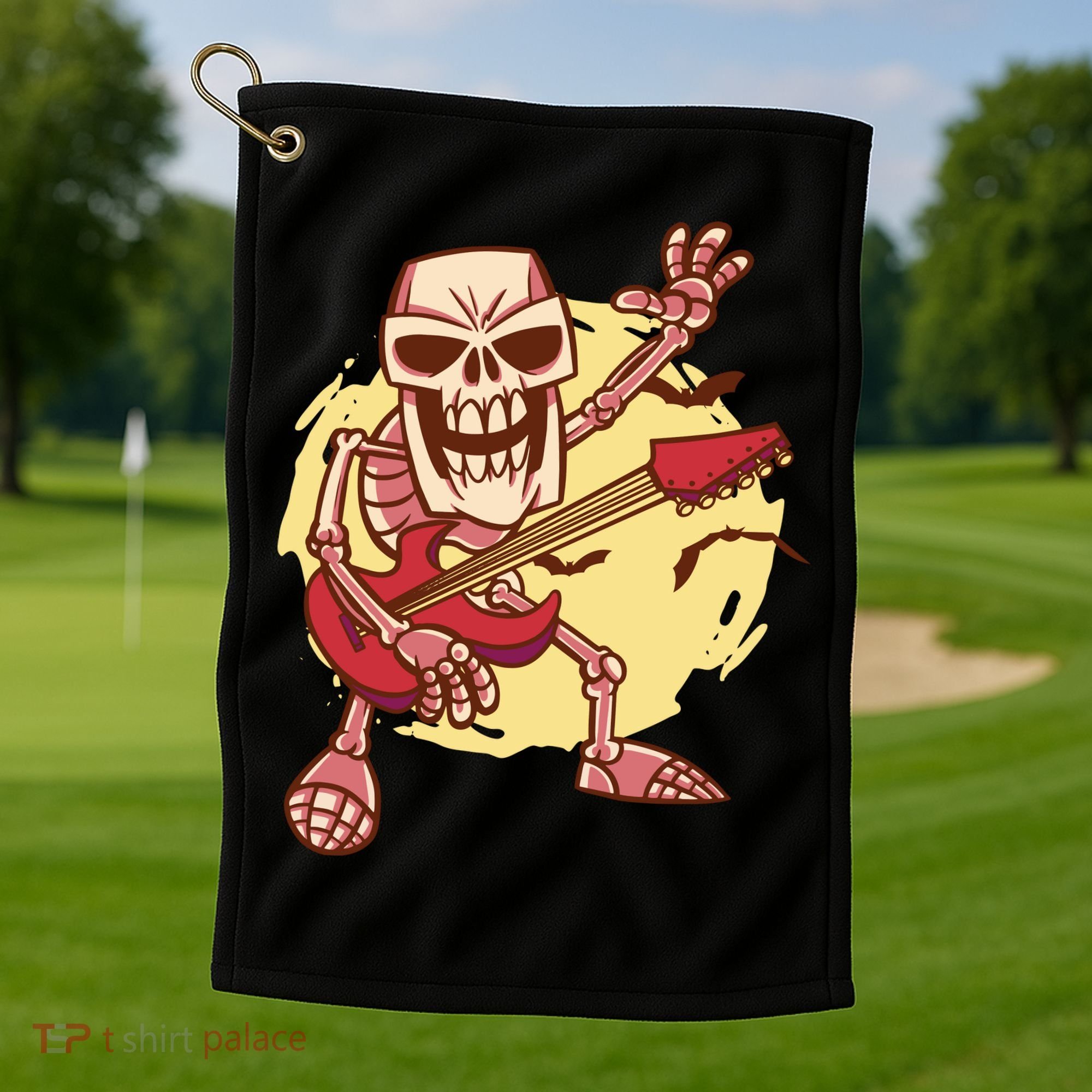Skeleton Guitar Rock Golf Towel