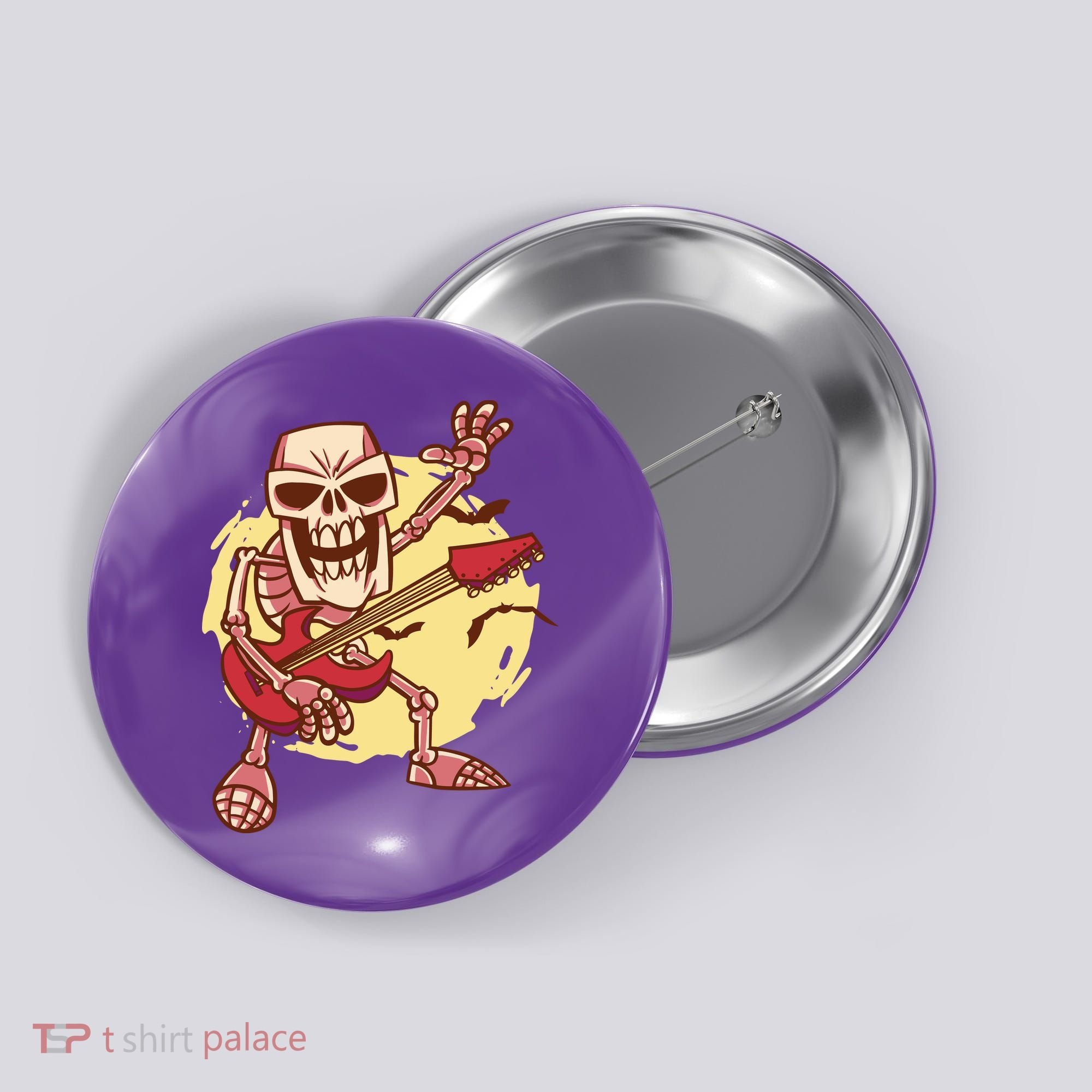 Skeleton Guitar Rock Button