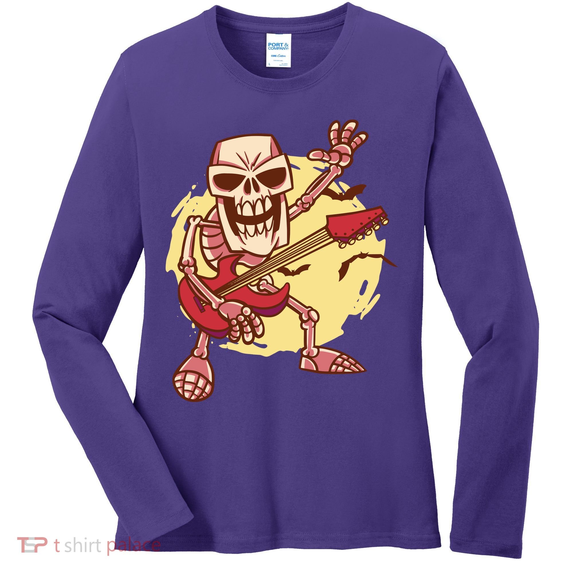 Skeleton Guitar Rock Women's Long Sleeve Shirt