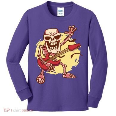 Skeleton Guitar Rock Kids Long Sleeve Shirt
