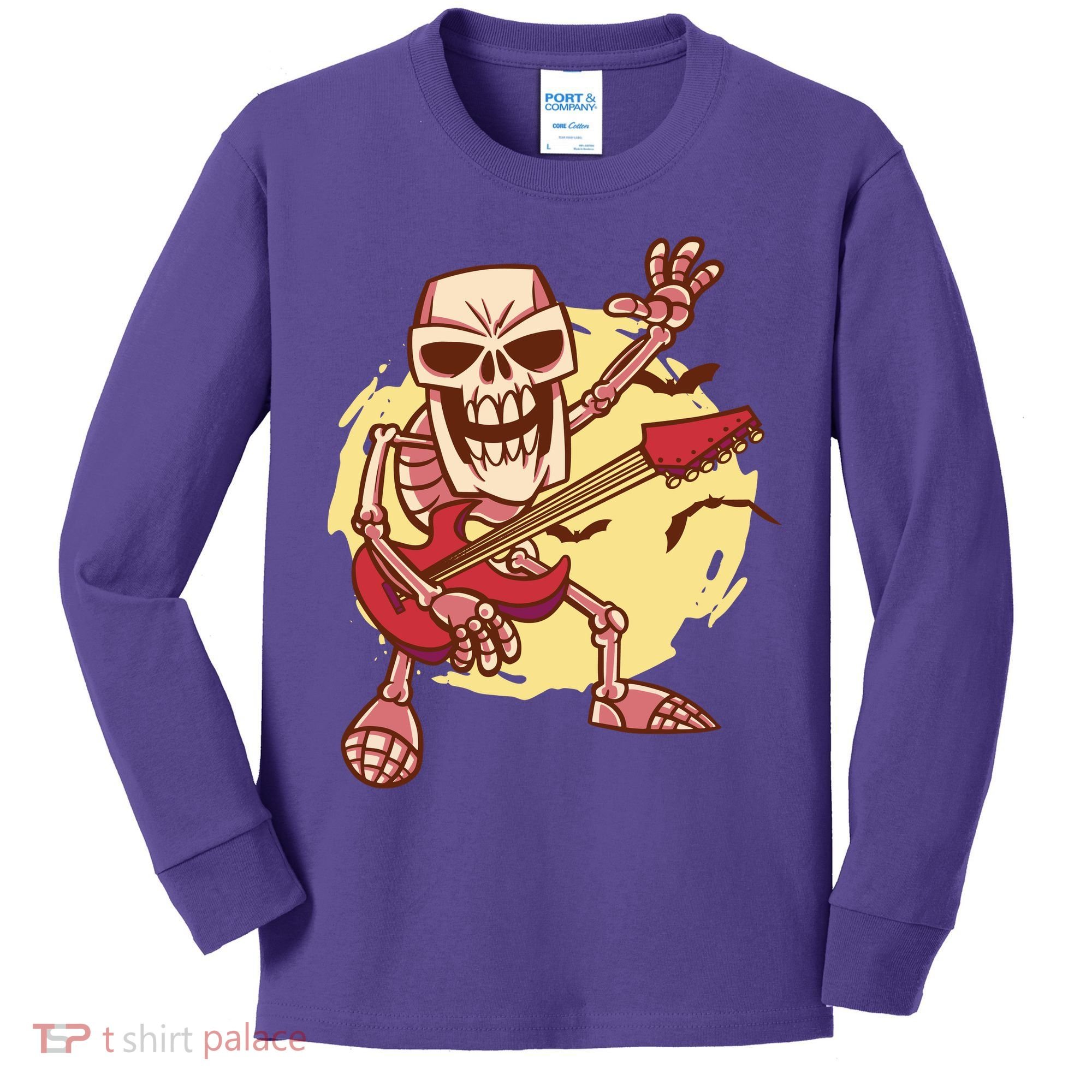Skeleton Guitar Rock Kids Long Sleeve Shirt