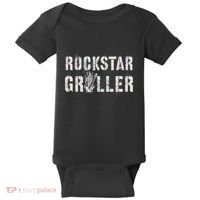Summer Grilling Rockstar Griller Pit Dad Patio Meat Gangster Baby Bodysuit thumb 0