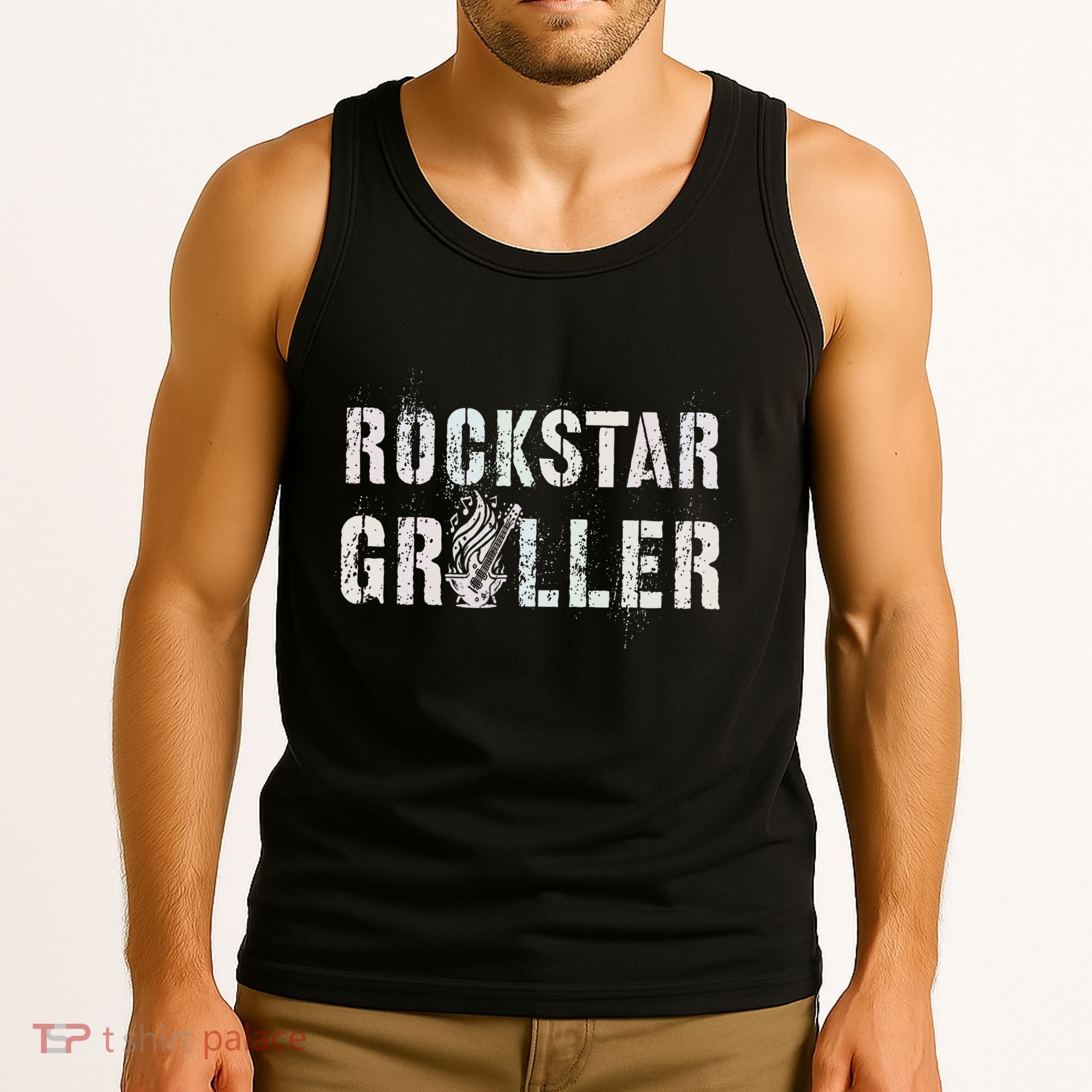Summer Grilling Rockstar Griller Pit Dad Patio Meat Gangster Tank Top