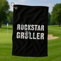 Summer Grilling Rockstar Griller Pit Dad Patio Meat Gangster Golf Towel thumb 1