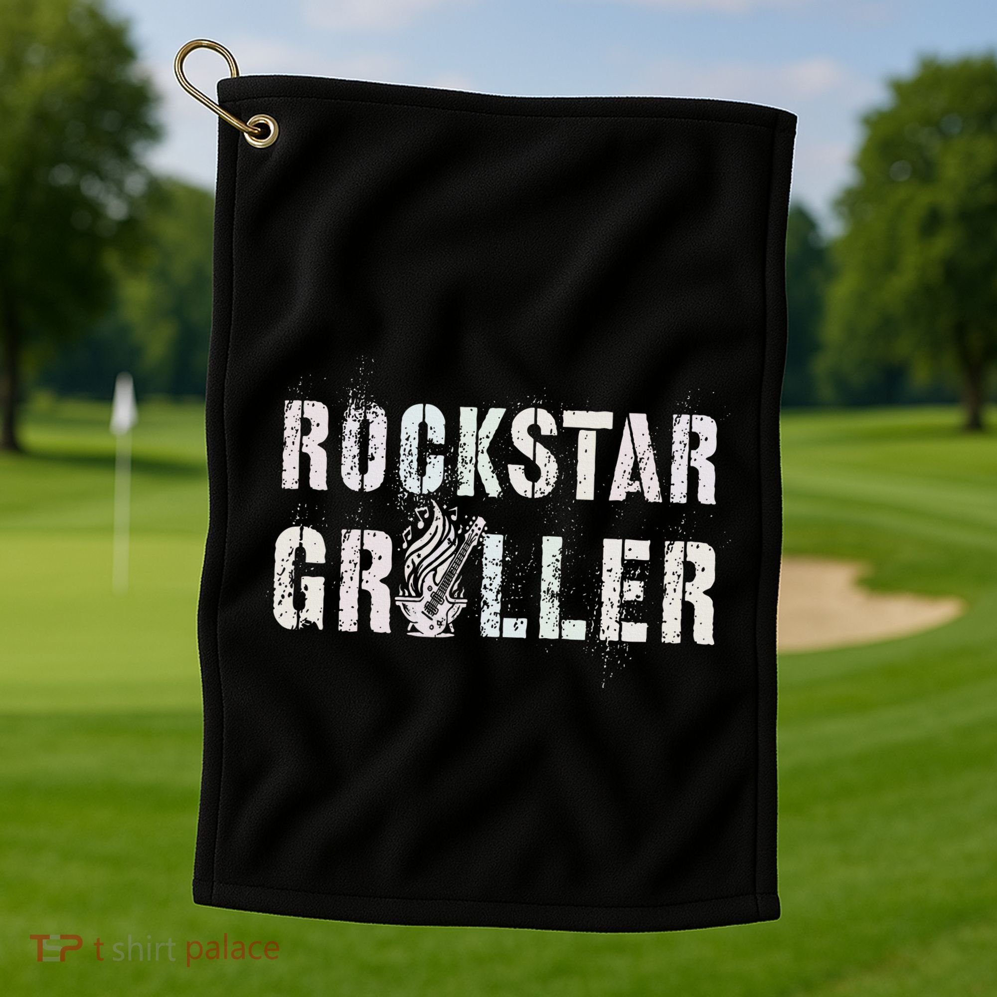 Summer Grilling Rockstar Griller Pit Dad Patio Meat Gangster Golf Towel