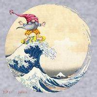 Surfing Gnome Riding Great Wave Off Kanagawa Gnome Women's Sweatshirt thumb 2