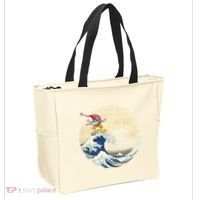 Surfing Gnome Riding Great Wave Off Kanagawa Gnome Tote Bag thumb 2