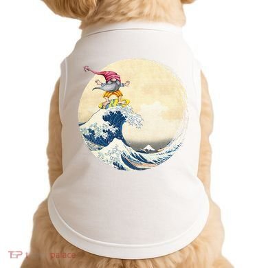 Surfing Gnome Riding Great Wave Off Kanagawa Gnome Doggie Tank