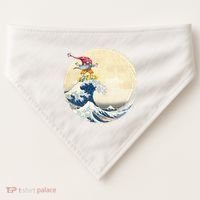Surfing Gnome Riding Great Wave Off Kanagawa Gnome USA-Made Doggie Bandana thumb 0