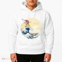 Surfing Gnome Riding Great Wave Off Kanagawa Gnome Hoodie thumb 2