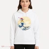 Surfing Gnome Riding Great Wave Off Kanagawa Gnome Hoodie thumb 5