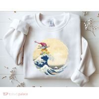 Surfing Gnome Riding Great Wave Off Kanagawa Gnome Sweatshirt thumb 2