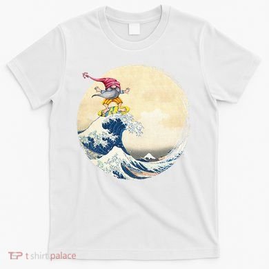 Surfing Gnome Riding Great Wave Off Kanagawa Gnome T-Shirt